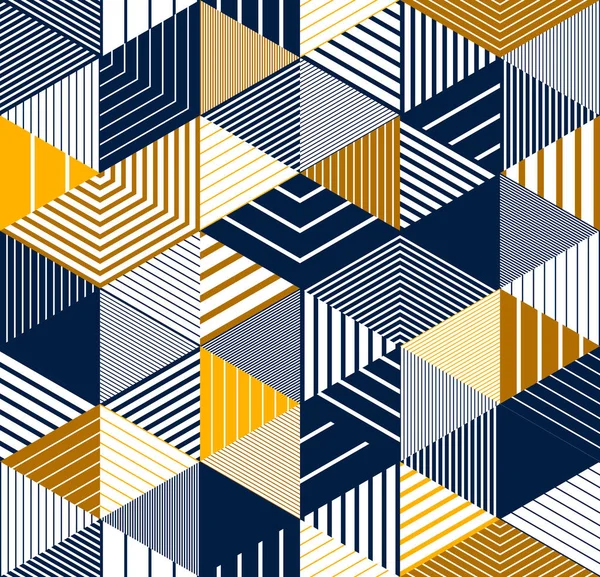 Geometrische Nahtlose Muster Mit Ausgekleideten Würfeln Stripy Boxen Blockiert Vektorhintergrund — Stockvektor