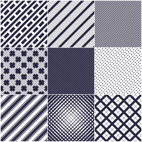 Minimal Lines Vector Seamless Patterns Set Abstract Backgrounds Collection Simple — Stock Vector