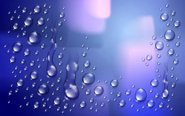 Krople Deszczu Wody Lub Kondensacji Rozmyte Tło Poza Oknem Realistyczne — Wektor stockowy