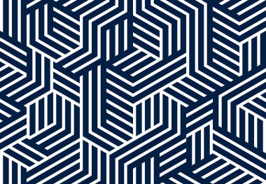 Çizgili küplerle Geometrik 3D kusursuz desen, çizgili kutular vektör arkaplanını engeller, mimari ve inşaat, duvar kağıdı tasarımı.