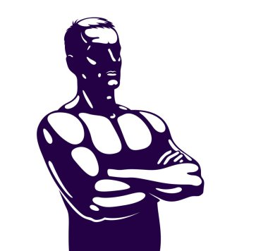 Strong man perfect silhouette with hands crossed on a chest vector logo or icon. vector Strong man perfect silhouette with hands crossed on a chest vector logo or icon. vector