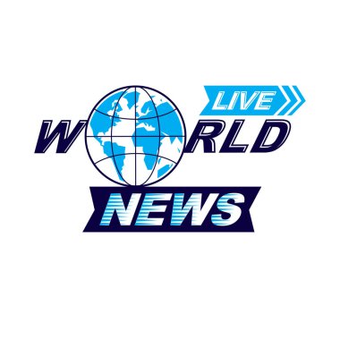 Dünya haber kavramsal logosu, illüstrasyon vektör. Gazetecilik kavramı.