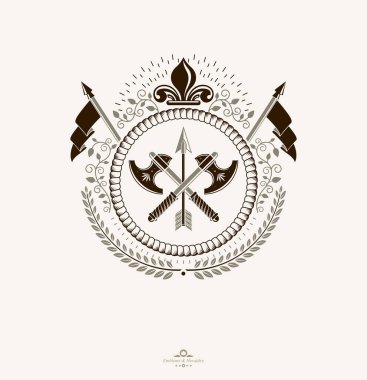 Heraldik Arma Arma dekoratif amblemi izole vektör çizimi.