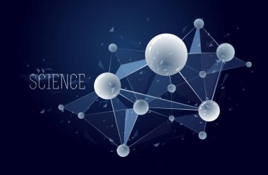 Moleküller ve atomlar vektör soyut arkaplan, bilim kimyası ve fizik temalı illüstrasyon, mikroskobik parçacıklar, mikroskobik araştırma ve teknoloji teması.