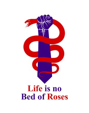 El yılanı sıkar, şeytana ve şeytana karşı savaşır, içindeki hayvanı kontrol eder, prototip gölge, hayat bir dövüş konseptidir, klasik vektör logosu ya da dövmedir..