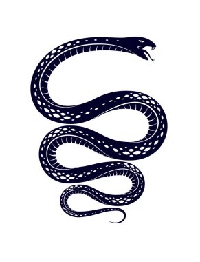 Yılan vektör dövmesi, ölümcül zehir tehlikeli yılan, zehir agresif yırtıcı sürüngen hayvan stili illüstrasyon.