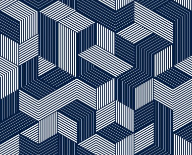 Kusursuz küp vektör arkaplanı, tekrar eden fayans deseni, 3D mimari ve inşaat, geometrik tasarım.