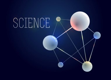 Vektör molekülleri bilimsel kimya ve fizik temalı vektör soyut arkaplan, mikro ve nano bilim ve teknoloji teması, atomlar ve mikroskobik parçacıklar.