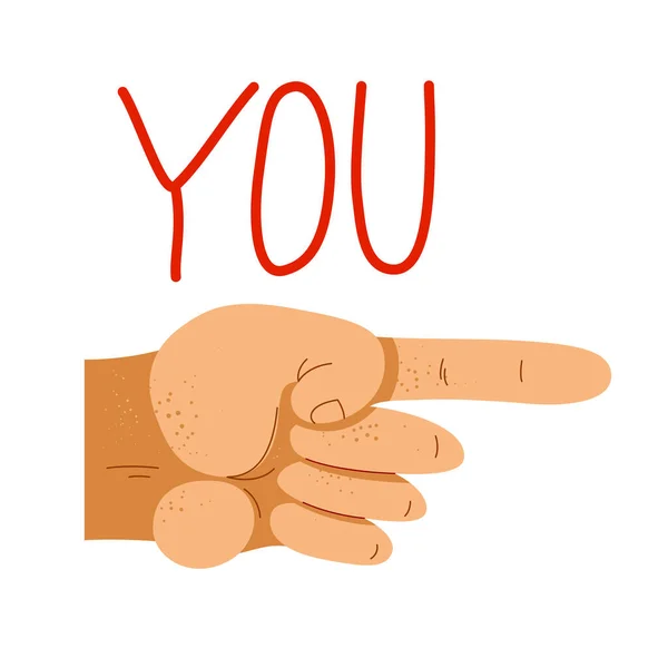 Jari Menunjuk Tangan Dengan Anda Kata Vektor Ilustrasi Hei Anda - Stok Vektor