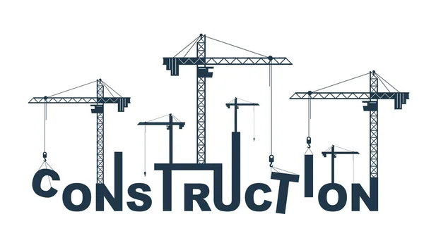 Construction Grues Construit Construction Mot Vecteur Concept Design Illustration Conceptuelle — Image vectorielle