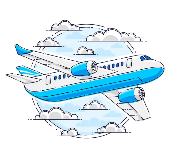 Flugzeug Linienflugzeug Mit Runder Form Luftfahrt Emblem Oder Abbildung Schöne — Stockvektor