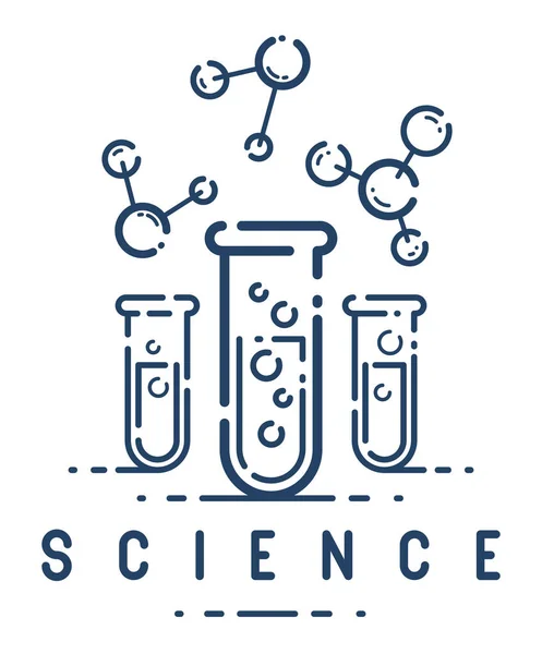 Tubo Teste Vetor Conexão Molécula Ícone Linear Simples Química Ciência —  Vetores de Stock