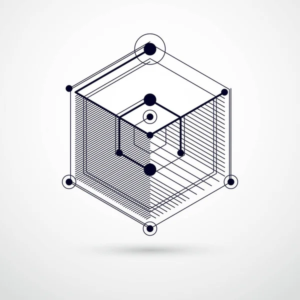 Vetor Padrão Cubo Geométrico Abstrato Fundo Preto Branco Layout Cubos —  Vetores de Stock