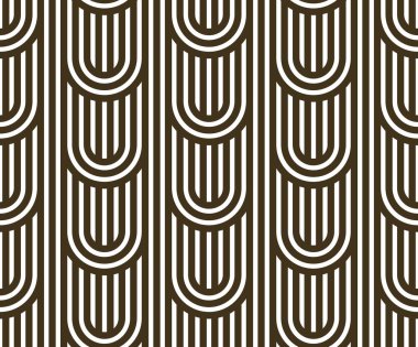 Bükülmüş çizgileri olan doğrusal dikişsiz arka plan, vektör soyut geometrik desen, çizgili dokuma, optik labirent, web ağı. Siyah ve beyaz tasarım.