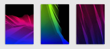 Doğrusal vektör minimal trend broşürleri tasarım, örtülü şablonlar, geometrik yarım ton gradyanı. Pankartlar, afişler, posterler, ilanlar için. Güzel ve özel, desen dokusu.