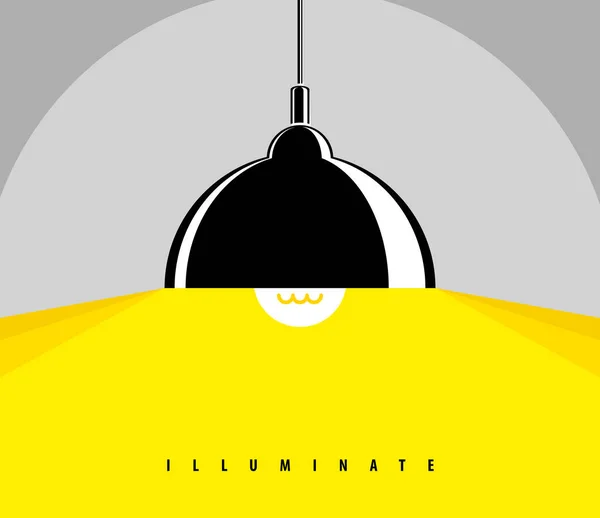 Lampa Oświetlenie Wektor Reklama Plakat Ilustracja Miejsca Tekst Płaski Wzór — Wektor stockowy