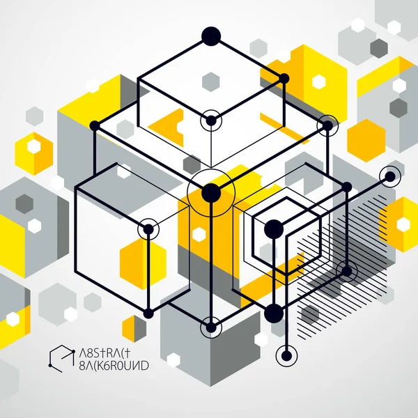 Tendência Padrão Geométrico Isométrico Fundo Amarelo Com Blocos Brilhantes Cubos — Vetor de Stock