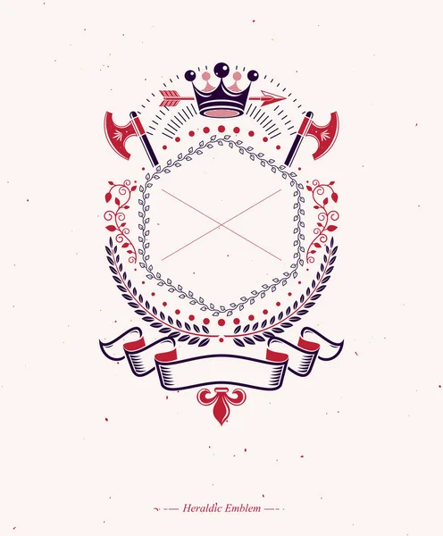 Emblema Gráfico Hecho Con Elemento Corona Real Diferentes Armaduras Elegante — Vector de stock