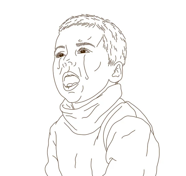 Płacze Mały Chłopiec Nieszczęśliwy Emocjonalny Furii Wektor Ilustracji Słodkie Dziecko — Wektor stockowy