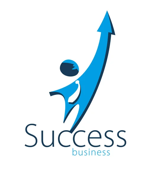 Úspěšný Podnikatel Jednoduchý Ikona Nebo Logo Šipkou Nahoru Místo Ručně — Stockový vektor
