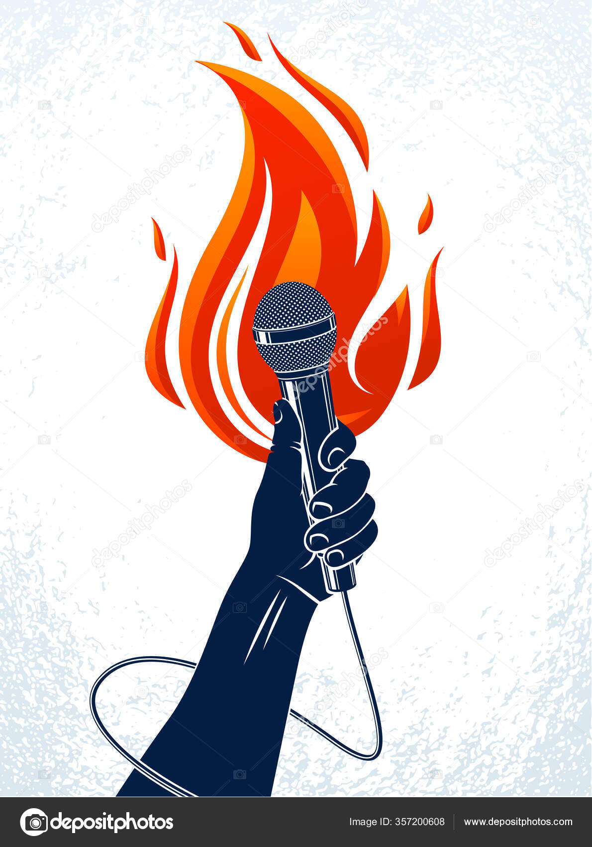 Mic Mike Microphone Vector Logo Rap Battle Hand Karaoke Flame