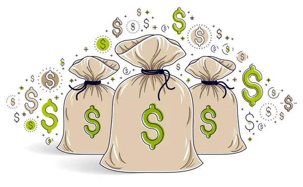 Bolsa Dinero Dólar Icono Conjunto Vector Diseño Ahorro Concepto Inversiones — Vector de stock