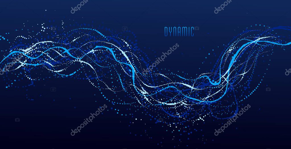 Vector illustration of Dotted Particle Array Flowing 357200288