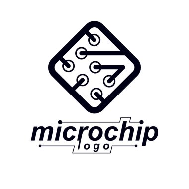 Kare mikro işlemci şeması olan vektör teknolojisi Cpu tasarımı. Bilgisayar devre kartı, dijital element. Teknoloji mikroçip logosu.
