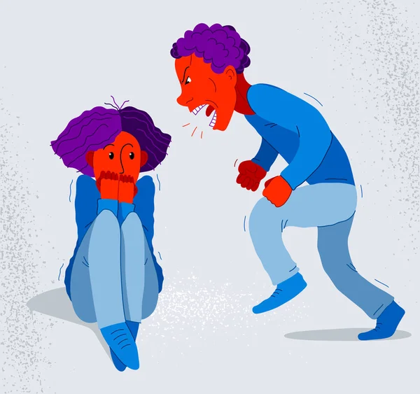 Illustration Vectorielle Mari Violent Mauvais Père Famille Crier Crier Sur — Image vectorielle