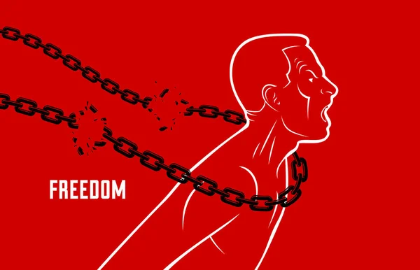 试图打破争取自由 斗争和解放概念 自由和人权的锁链的呼喊和尖叫的人 — 图库矢量图片