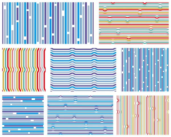 Conjunto Patrones Sin Costura Líneas Abstractas Fondos Vectoriales Con Rayas — Vector de stock