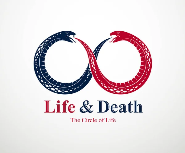 Ouroboros Serpiente Forma Símbolo Infinito Ciclo Interminable Vida Muerte Ilustración — Vector de stock