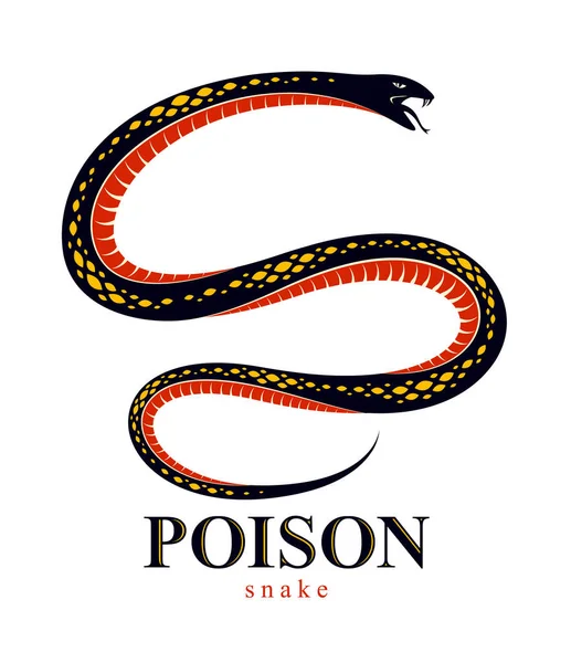 Wąż Wektor Tatuaż Śmiercionośna Trucizna Niebezpieczny Wąż Jad Agresywny Drapieżnik — Wektor stockowy