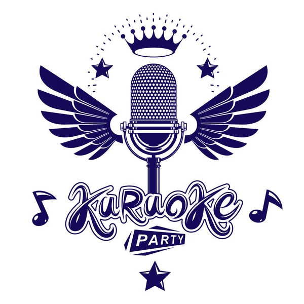 Cartaz Convite Partido Karaoke Folheto Publicitário Concerto Vetor Música Vivo — Vetor de Stock