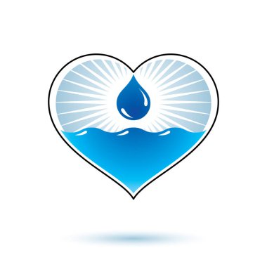 Maden suyu reklamlarında kullanılan saf su vektörü soyut sembolü. Çevre koruma kavramı. 