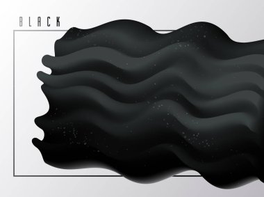 Siyah degrade sıvı vektör soyut şekil, modern trendy tarzda 3d karanlık madde soyut arka plan, hareket dinamik tasarım elemanı.