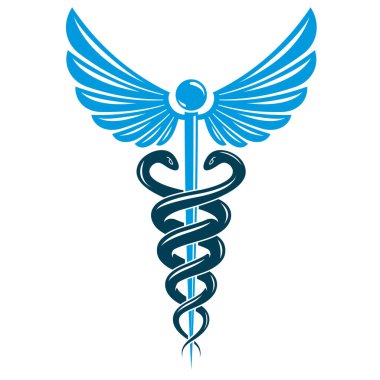 Asklepios vektör soyut amblemi eczane reklamda kullanılan kanatları ve yılanlar için en iyi kullanarak oluşur.