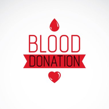 Kan torbası vektör grafik amblemi. Kan bağışı kavramsal logosu. Tıbbi tema grafik sembolü.