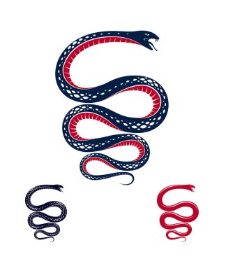 Yılan vektör dövmesi, ölümcül zehir tehlikeli yılan, zehir agresif yırtıcı sürüngen hayvan stili illüstrasyon.