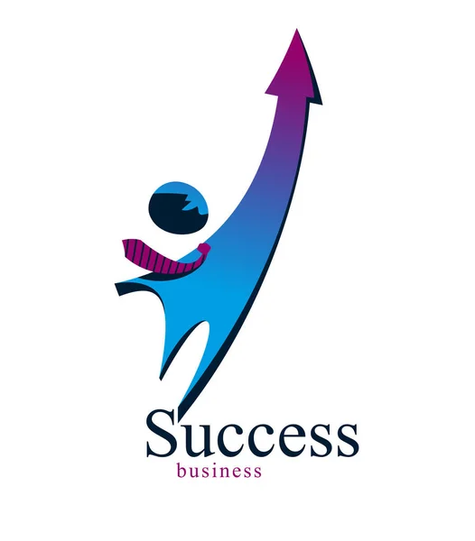 Úspěšný Podnikatel Jednoduchý Ikona Nebo Logo Šipkou Nahoru Místo Ručně — Stockový vektor