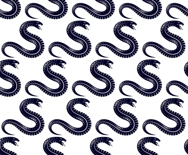 Snakes Seamless Background Vector Dangerous Venom Serpents Pattern Vintage Style — Stock Vector