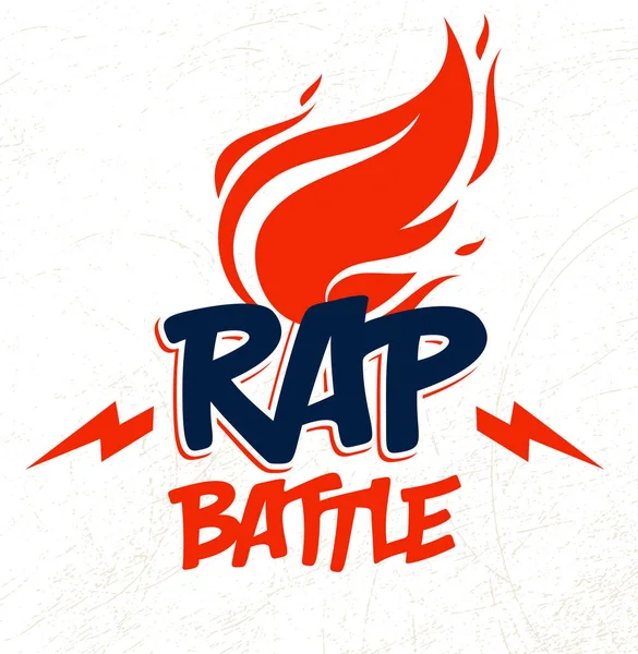 Logo Wektora Bitwy Rap Lub Godło Płomieniami Płonącymi Ogniem Piorunami — Wektor stockowy