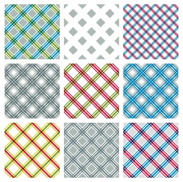 Minimal Simple Crossed Lines Textile Geometric Seamless Patterns Set Vector — Stock Vector
