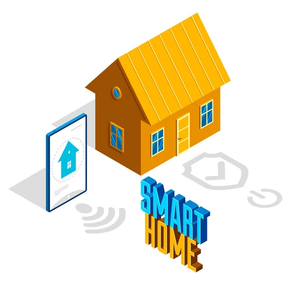 Smart Home Iot Concept Electronics Modern House Vector Isometric Illustration — Vettoriale Stock