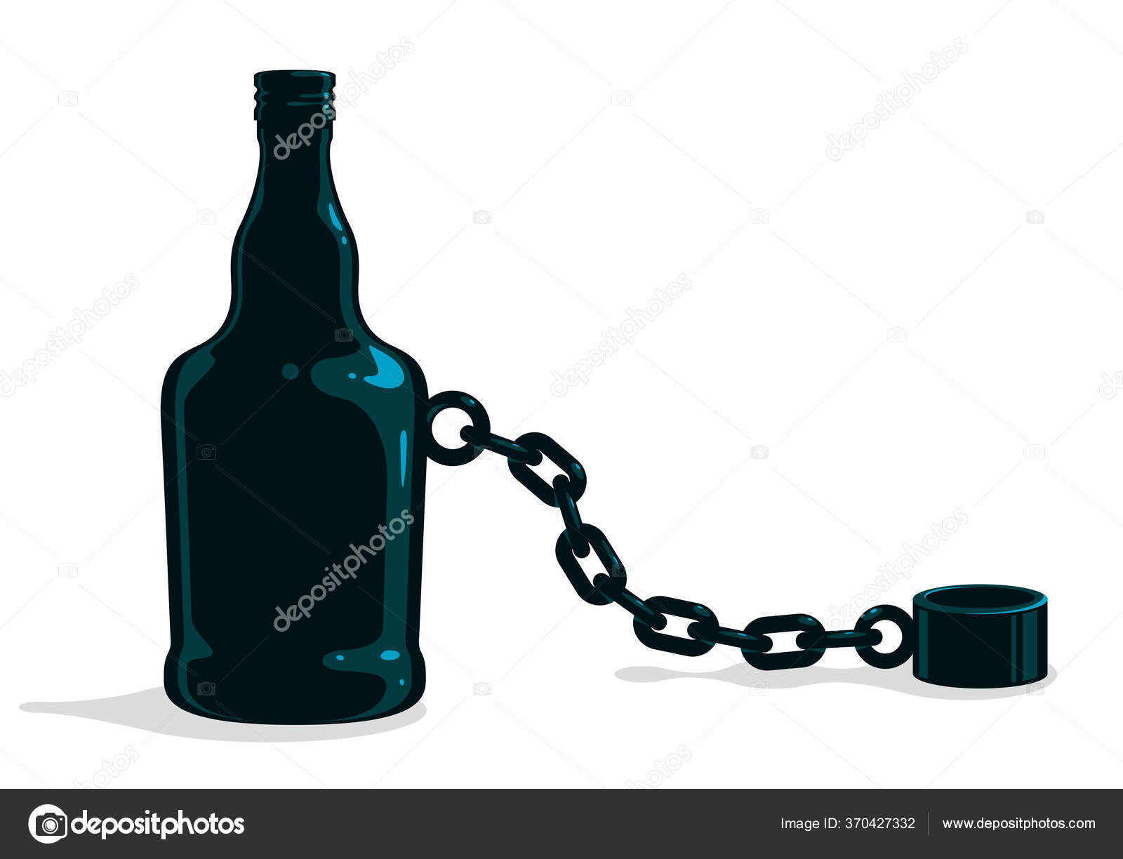 Bottle Weight Shackles Chain Leg Alcoholism Metaphor Vector Trendy