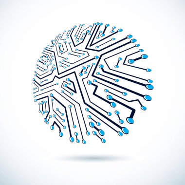 Dairesel devre kartlı vektör soyut teknoloji çizimi. Elektronik aygıtın yüksek teknoloji dijital şeması.