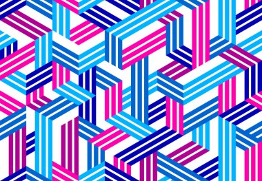 Kusursuz küp vektör arkaplanı, tekrar eden fayans deseni, 3D mimari ve inşaat, geometrik tasarım.