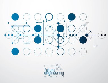 Mekanik şema, daireli vektör mühendisliği çizimi ve mekanizmanın geometrik parçaları. Teknik plan web tasarımında ve duvar kağıdı veya arkaplan olarak kullanılabilir. 
