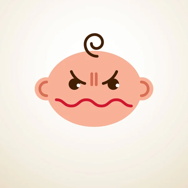 Niedliche Baby Cartoon Vektor Flache Symbol Wütend Traurig Und Unglücklich — Stockvektor