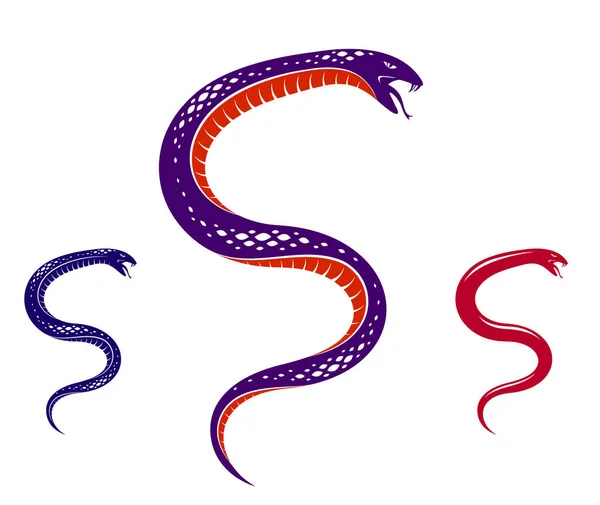 Tatuaggio Vintage Serpente Velenoso Disegno Vettoriale Rettile Predatore Aggressivo Simbolo — Vettoriale Stock